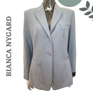 BIANCA NYGARD Pale Blue Cashmere Wool Blazer Single Breasted Button – Size 4